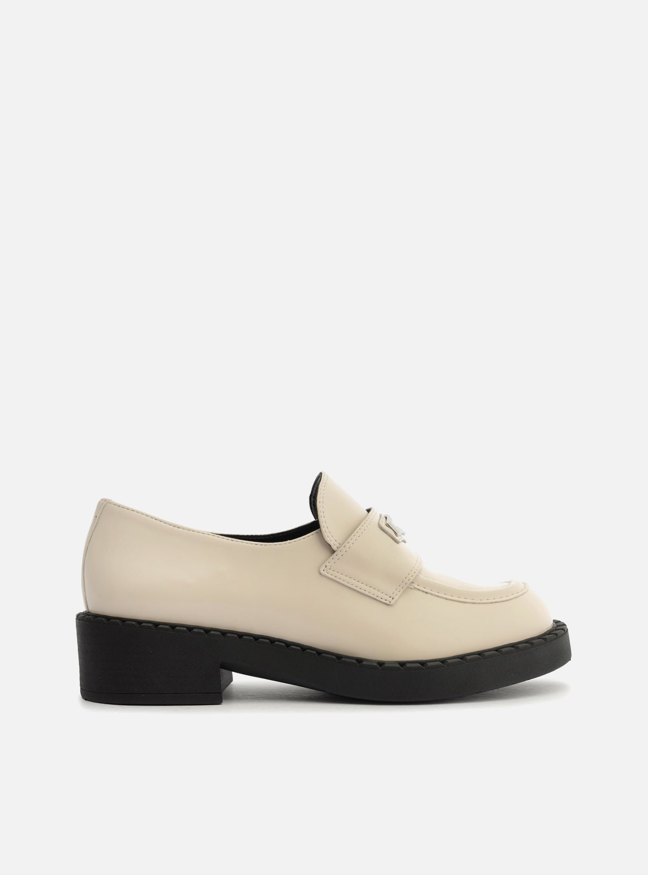 Grace White Synthetic Loafer Arezzo