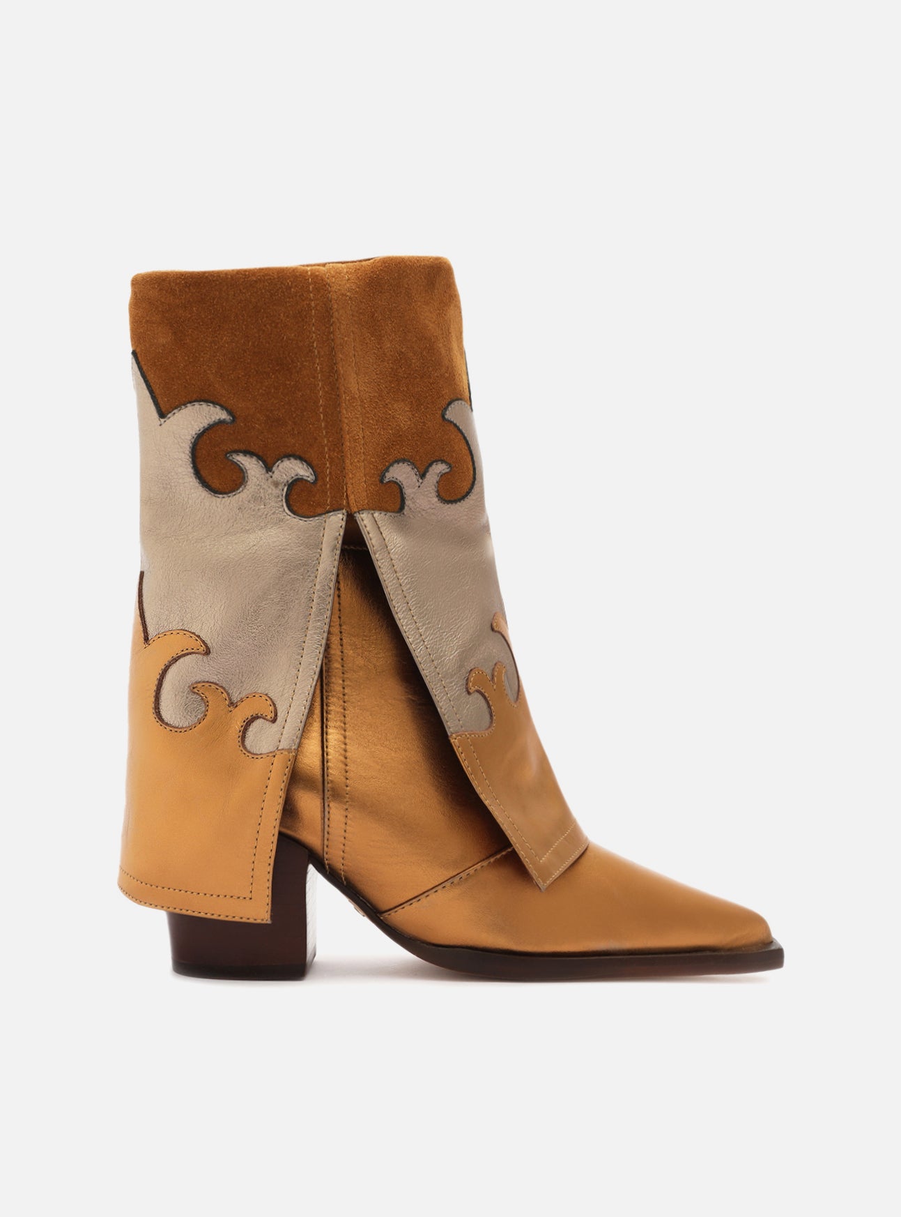 Arianna Brown Mid Block Genuine Leather Boot Arezzo