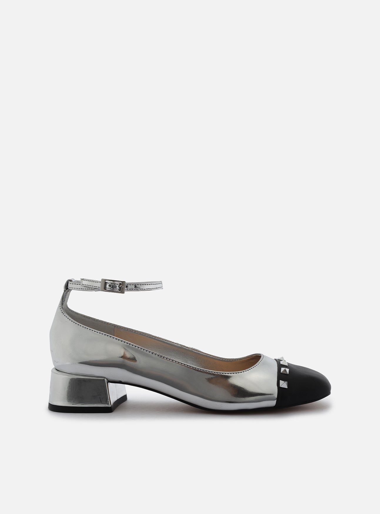 Shops silver block pumps