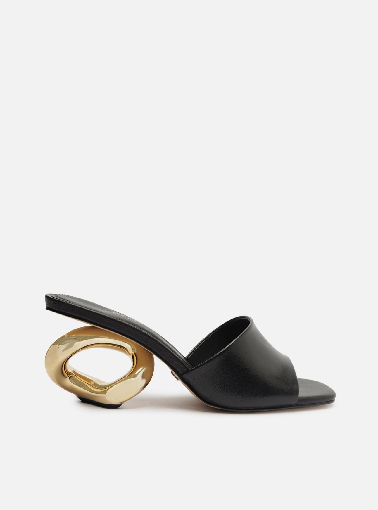 Brielle Black High Geometric Genuine Leather Sandal Arezzo