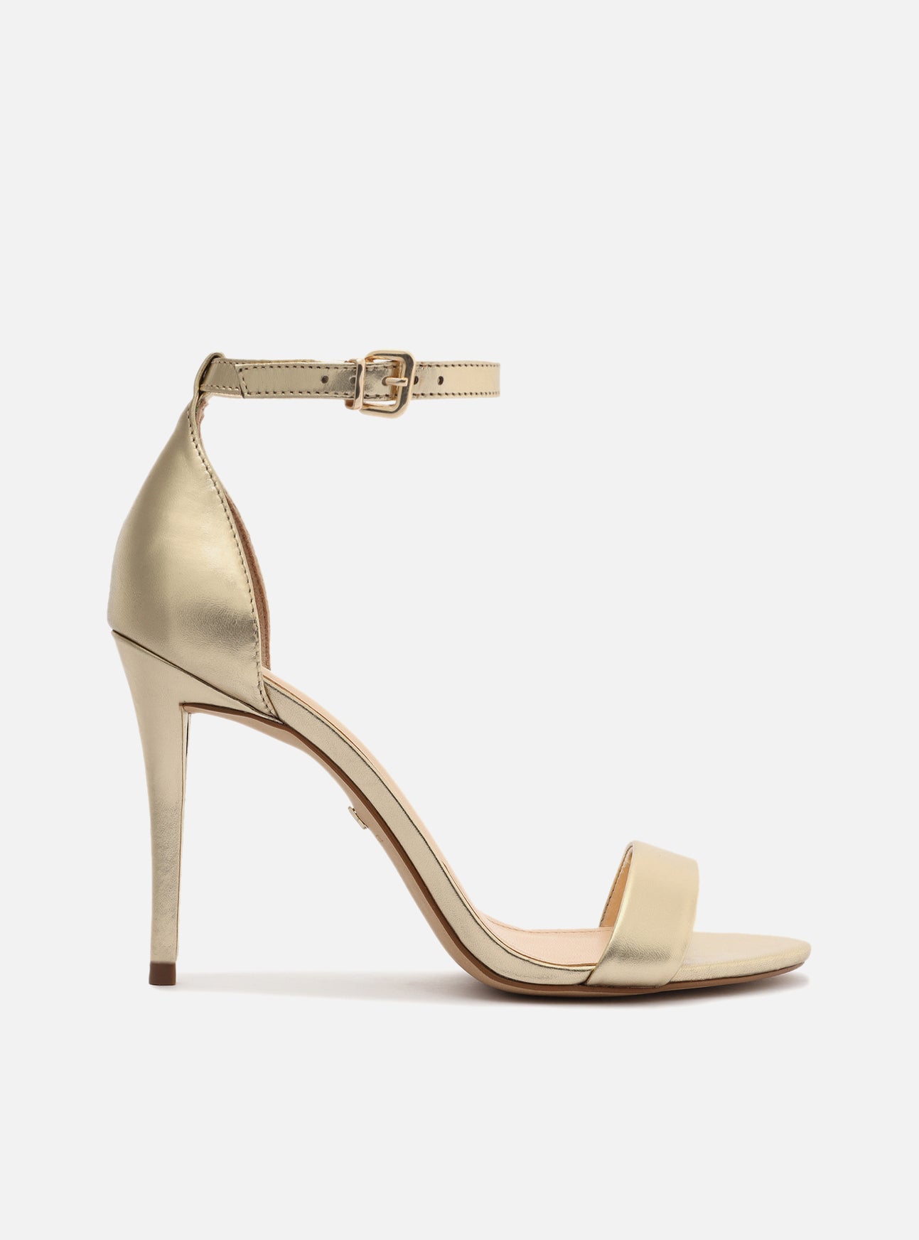 Isabelli Gold High Stiletto Genuine Leather Sandal Arezzo