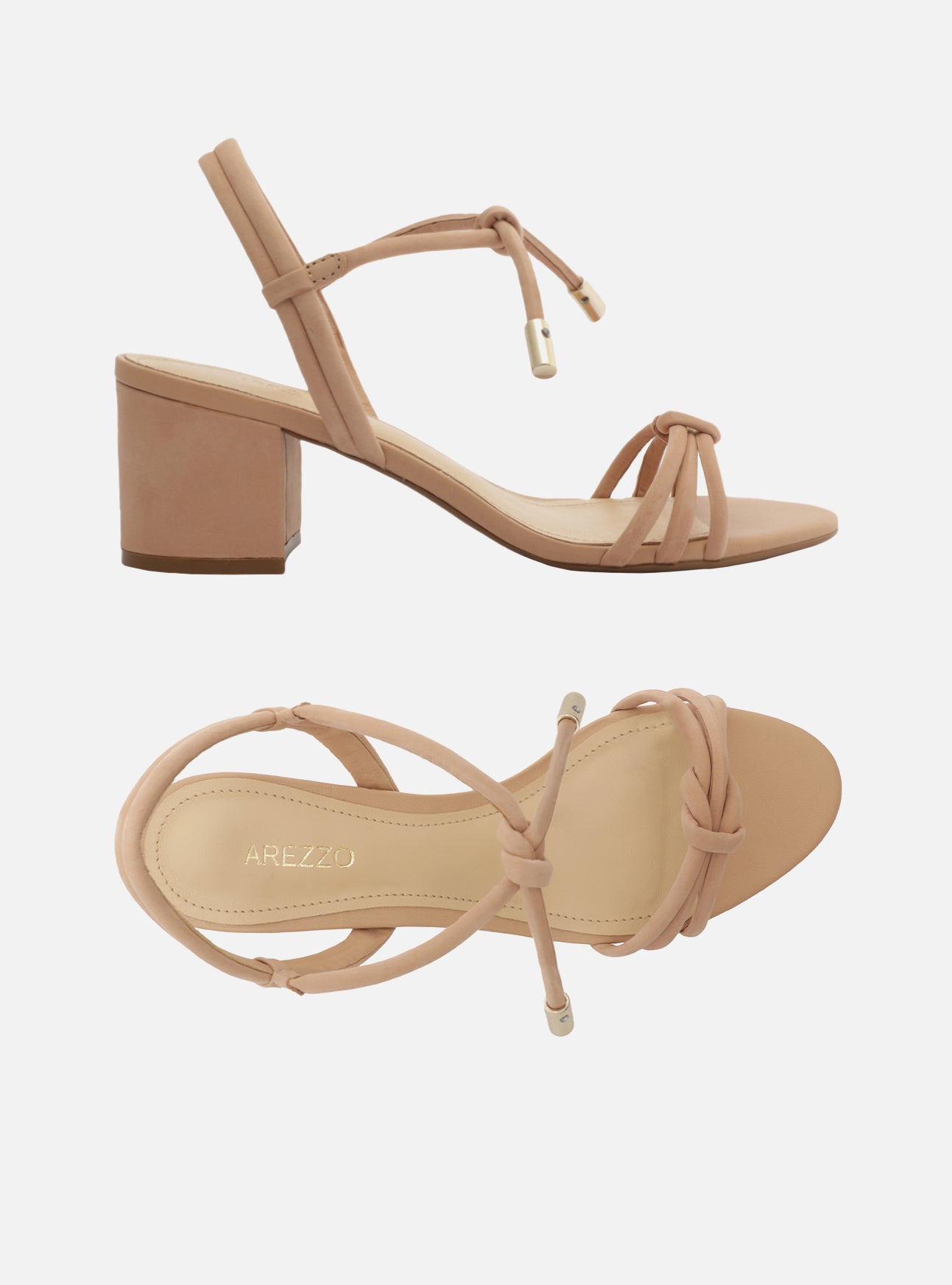 Camila Mid Block Sandal Beige Genuine Leather