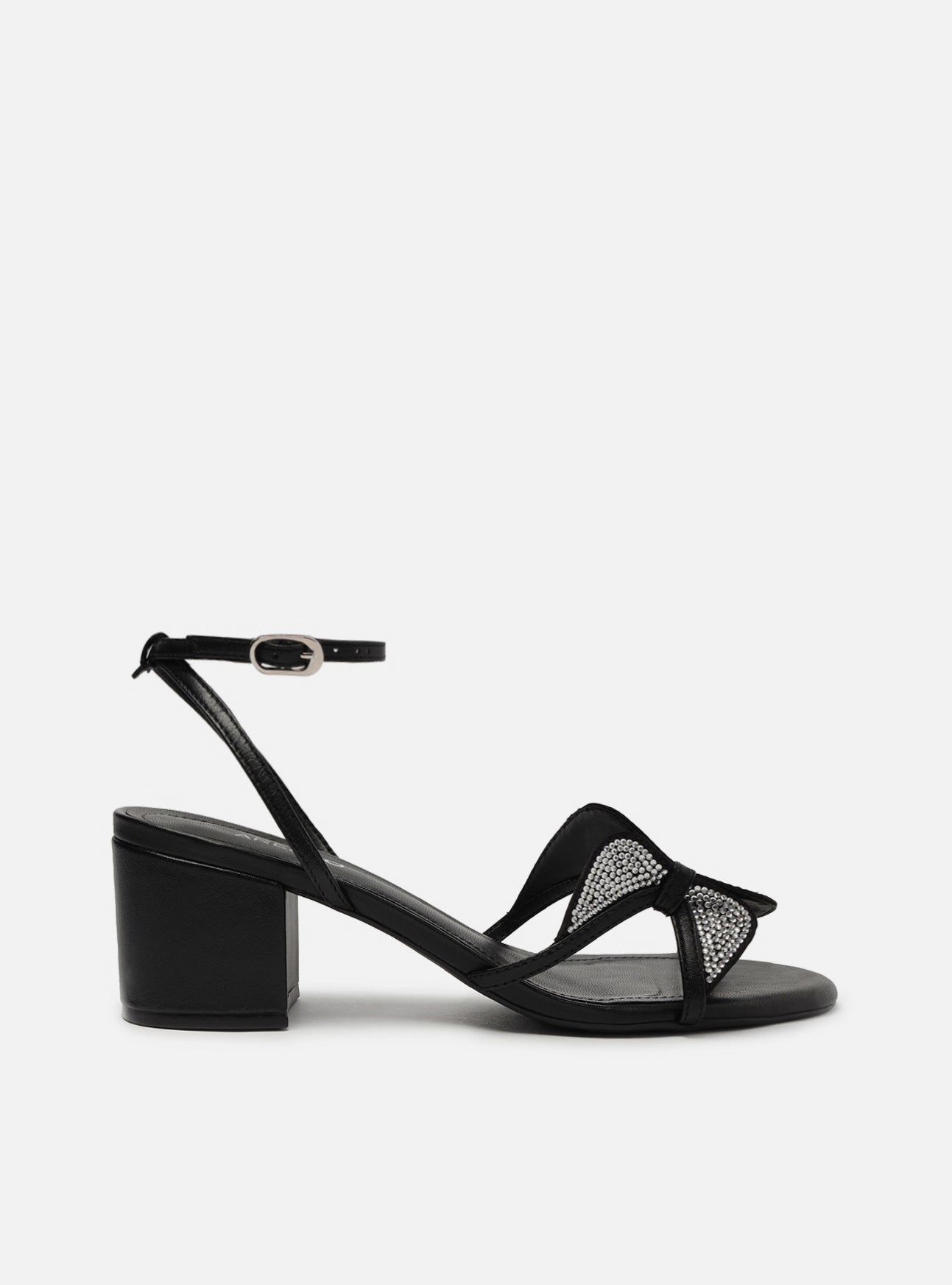 Lyla Black Mid Block Genuine Leather Sandal – Arezzo