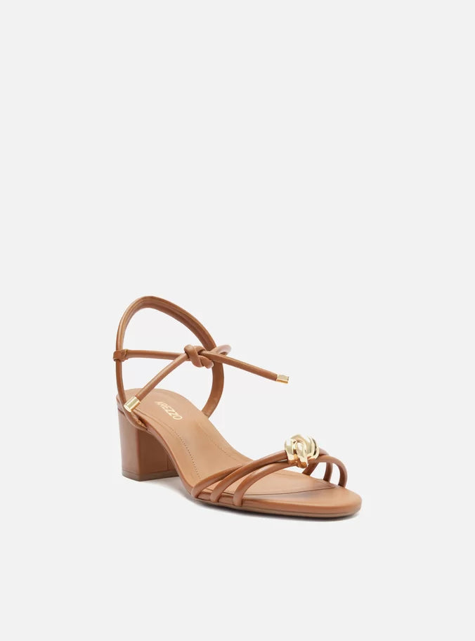 Camila Gold Knot Mid Block Sandal