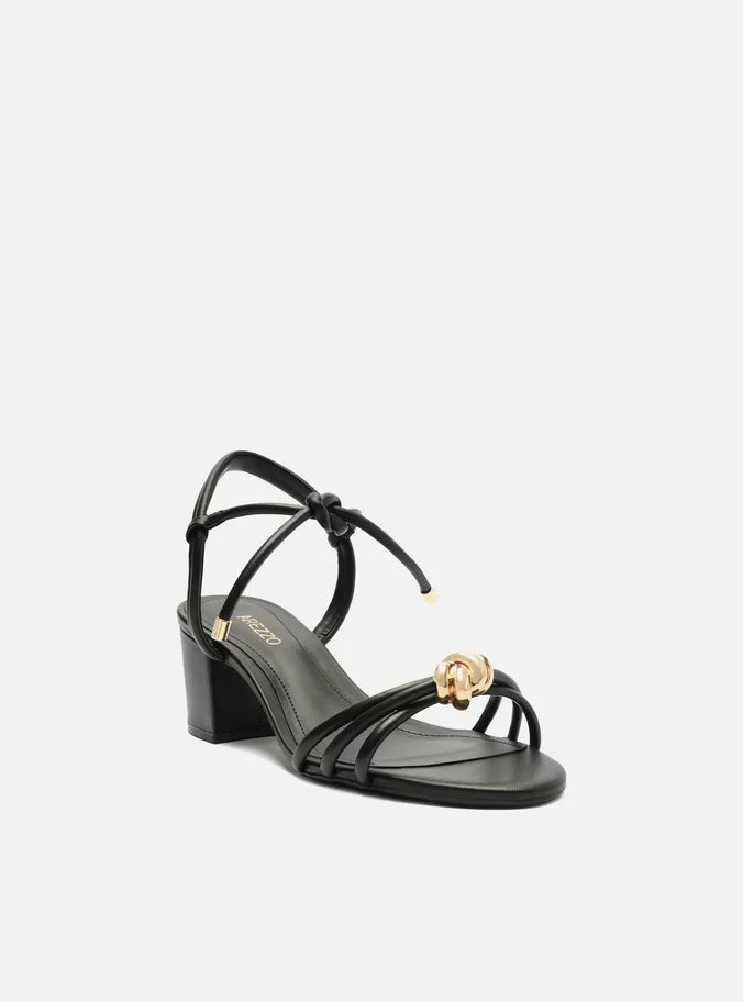 Camila Gold Knot Mid Block Sandal