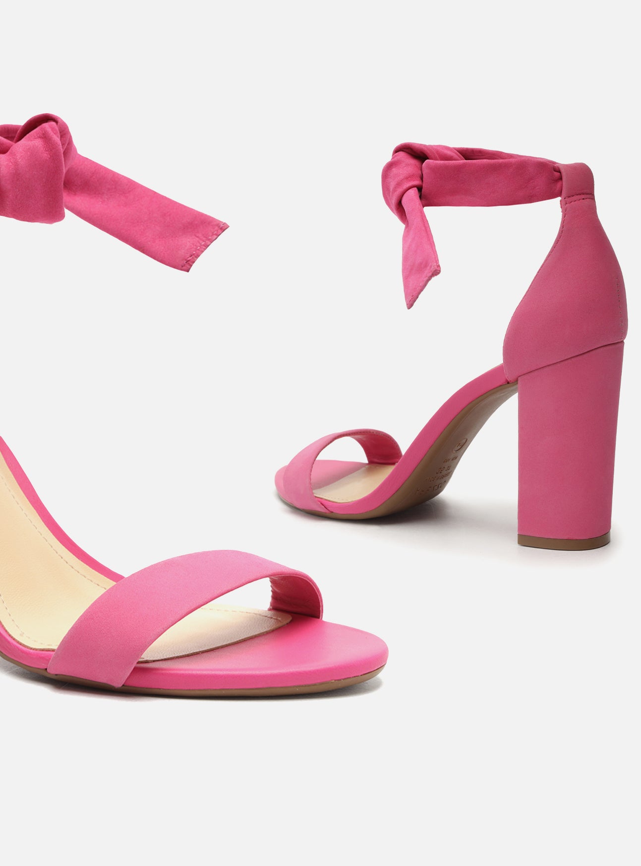 Addison Pink High Block Genuine Leather Sandal Arezzo