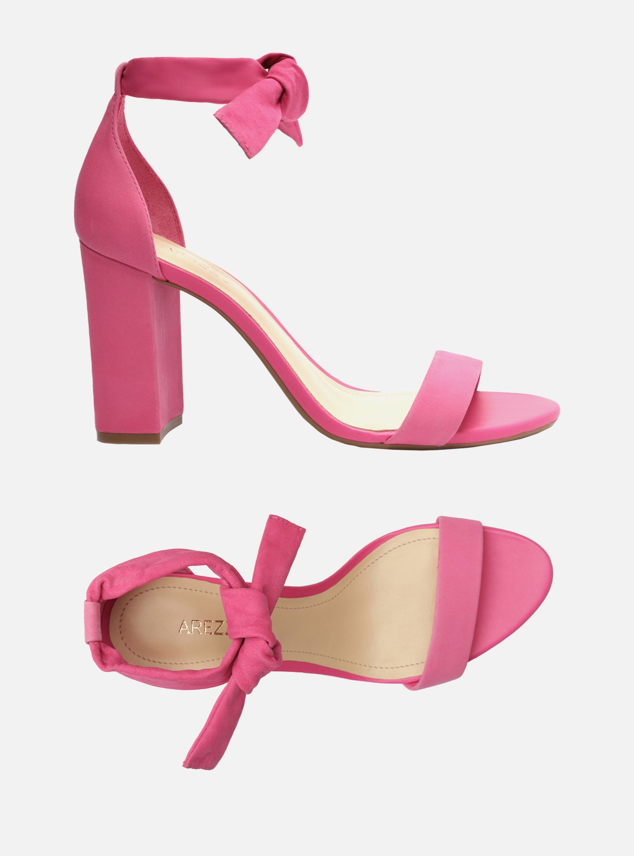 Addison Pink High Block Genuine Leather Sandal Arezzo