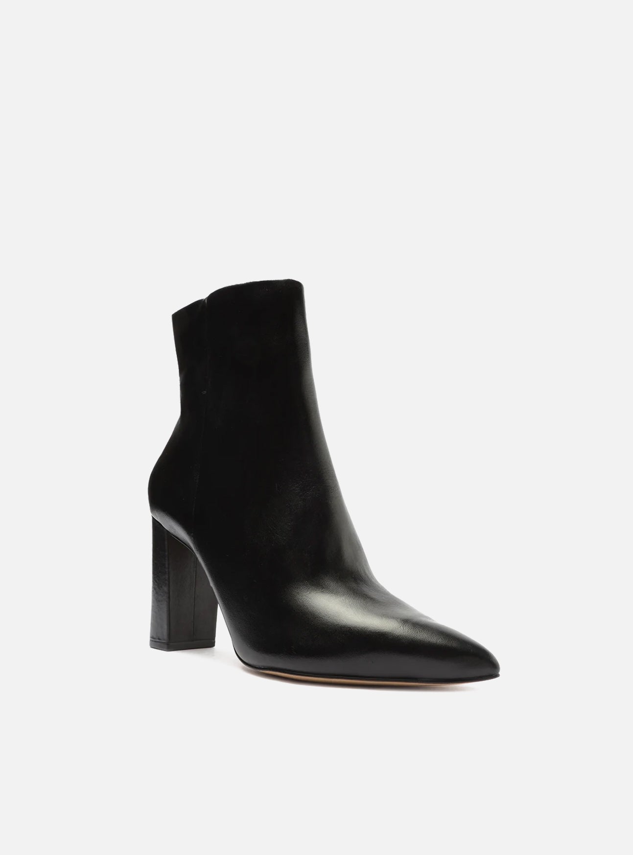 Sophia Black High Block Leather Bootie – Arezzo