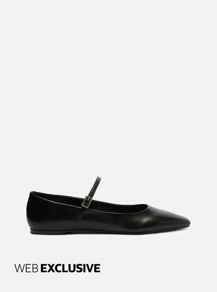 Eleanor Black Genuine Leather Ballet Arezzo