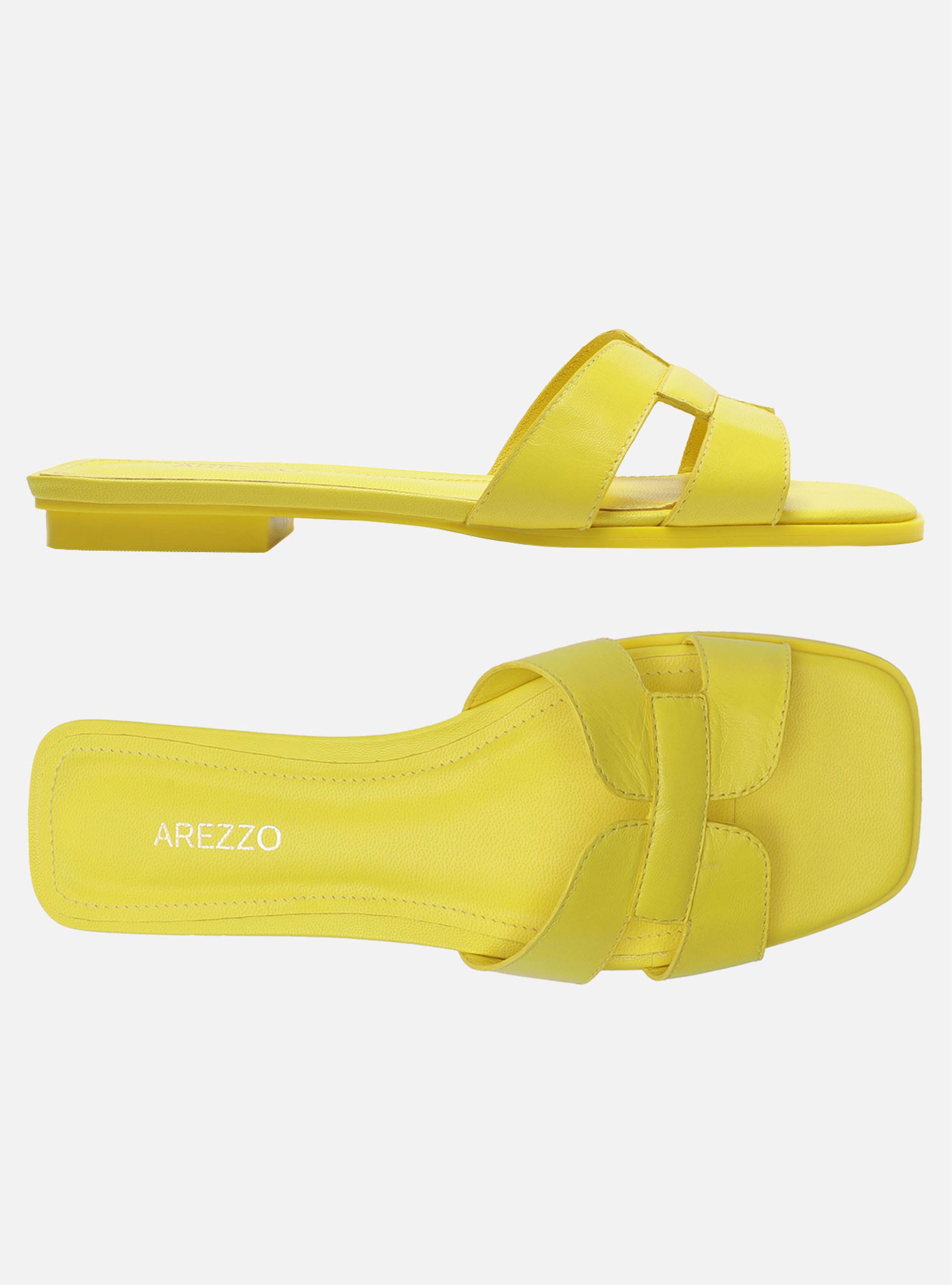 Hailey Yellow Flat Leather Sandal – Arezzo