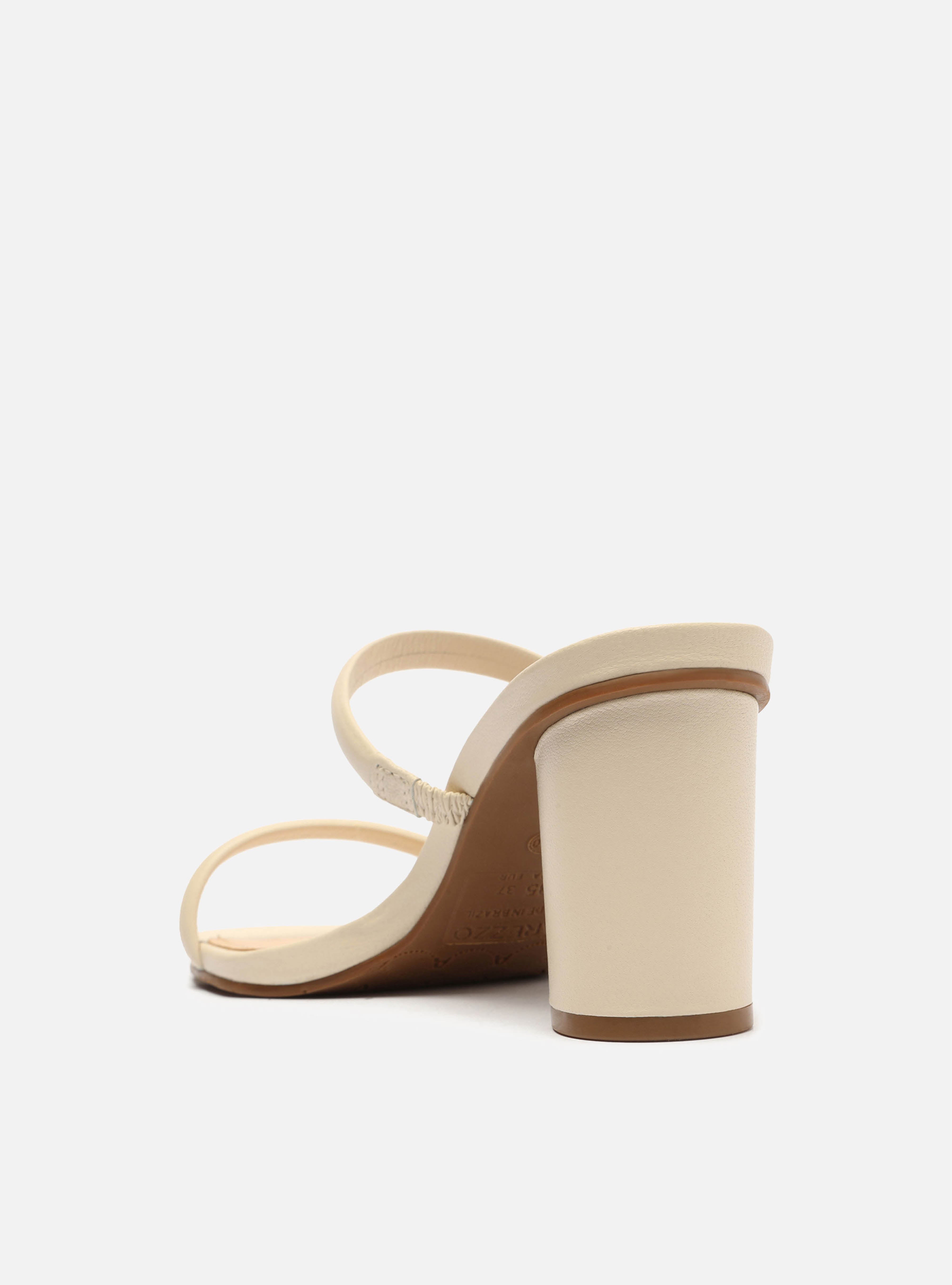 White mid outlet block heel