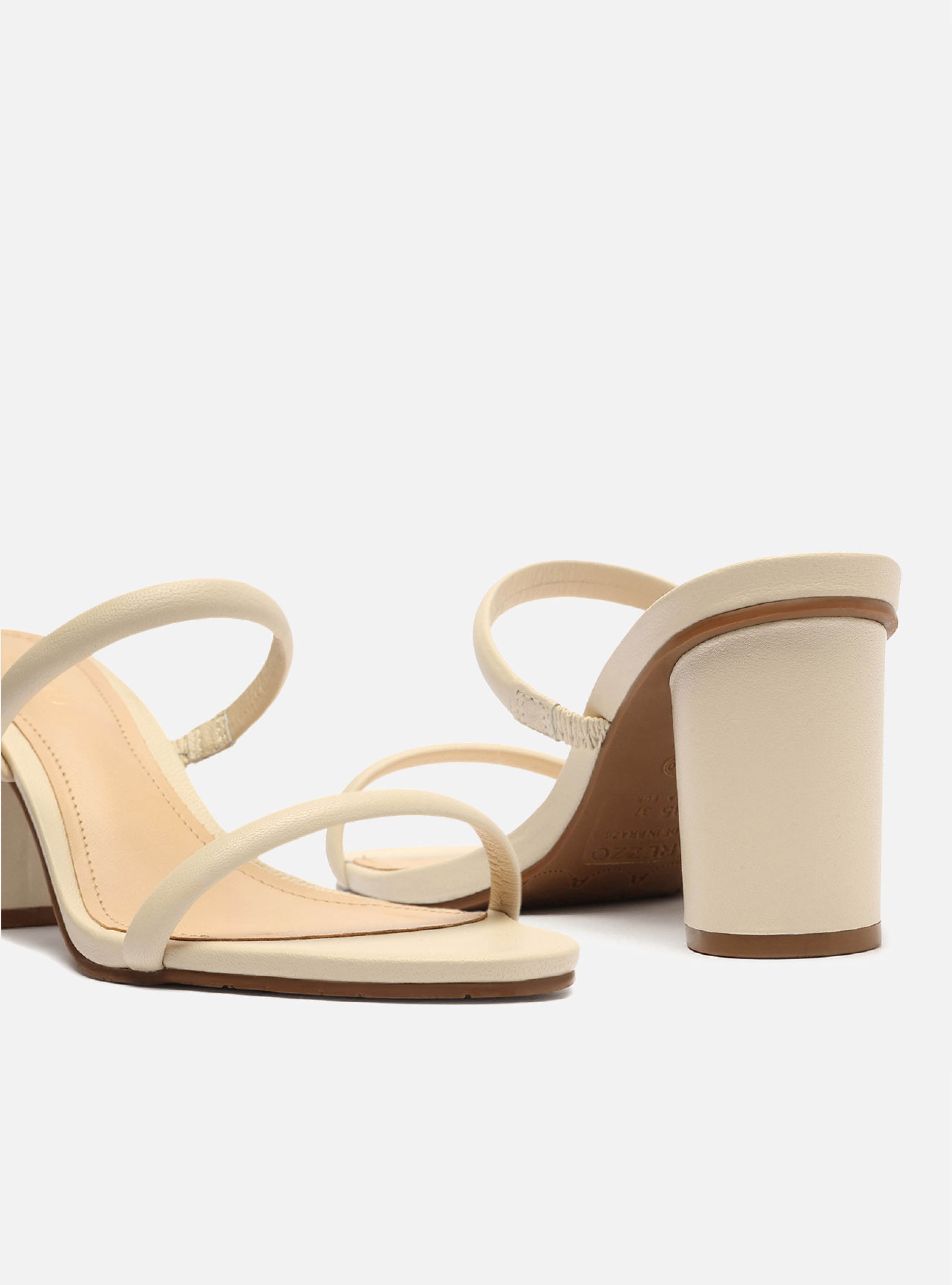 White mid outlet block heel sandals