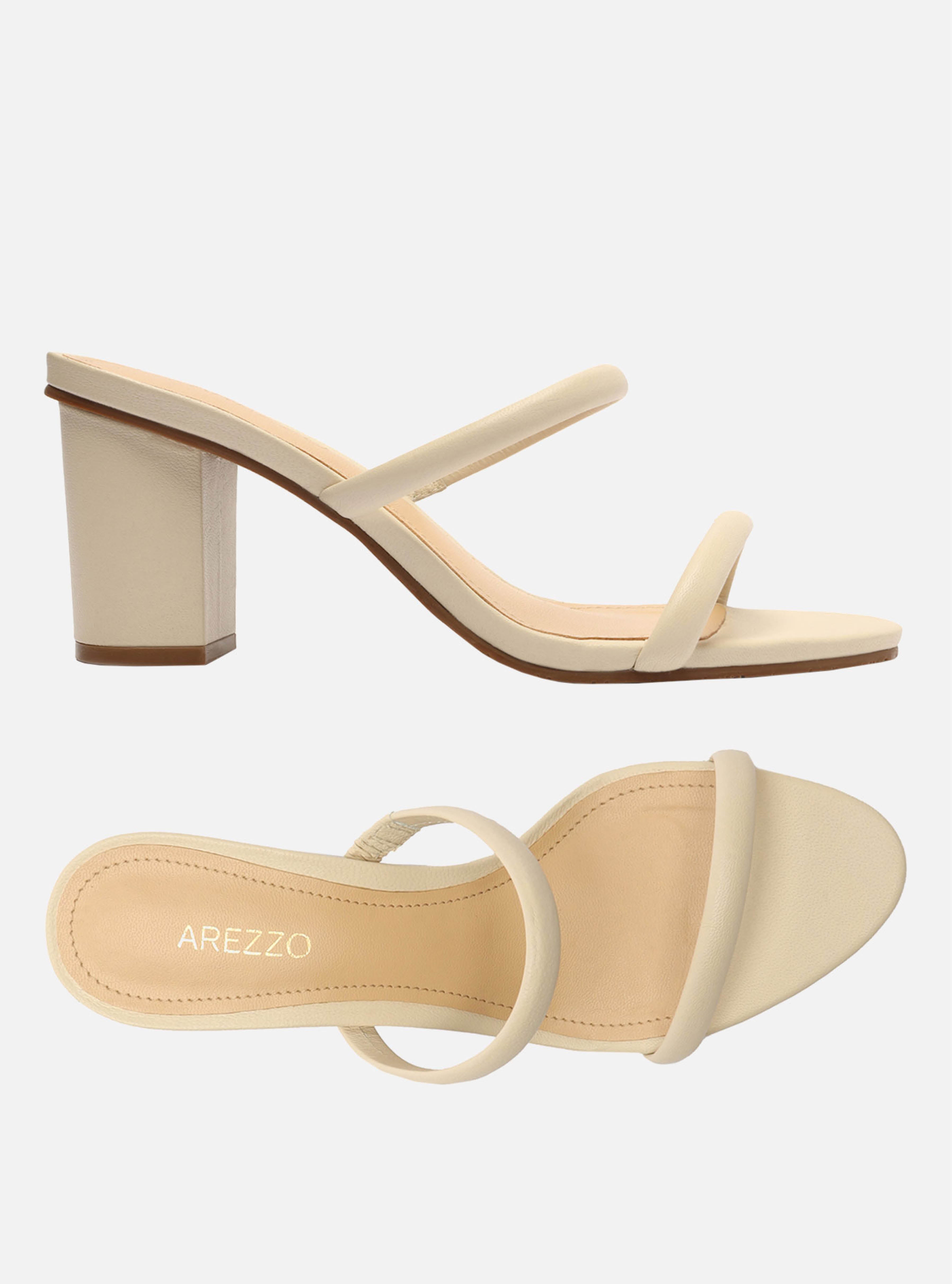 White mid block outlet heel sandals