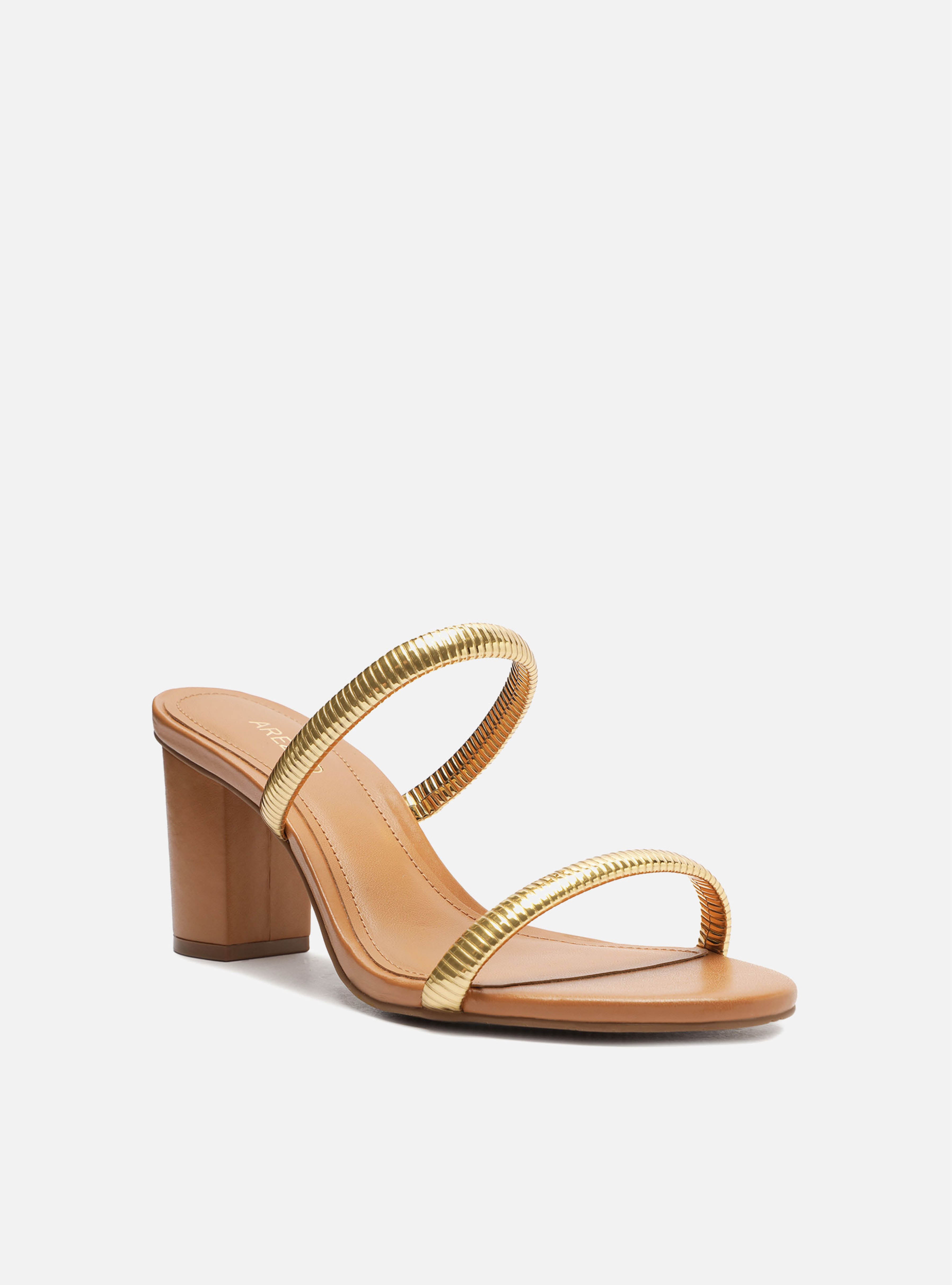 Mid block heel hot sale sandals gold