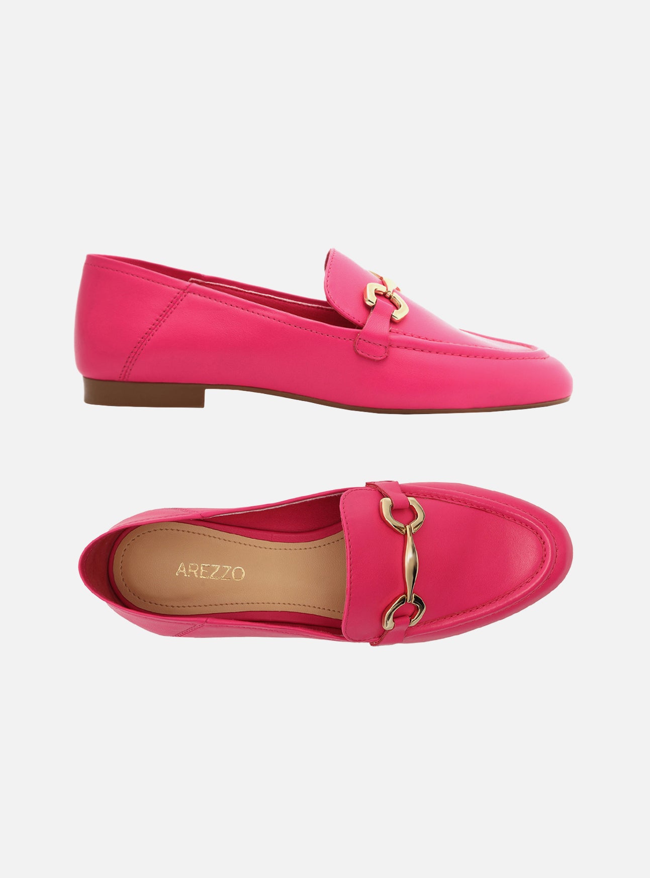 Pink leather fashion loafers