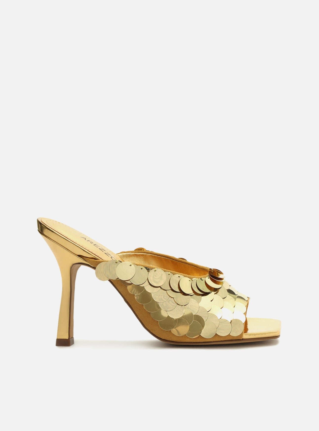 Aria High Stiletto Gold Sandal - Golden Heels - Gold Slip On Sandals ...