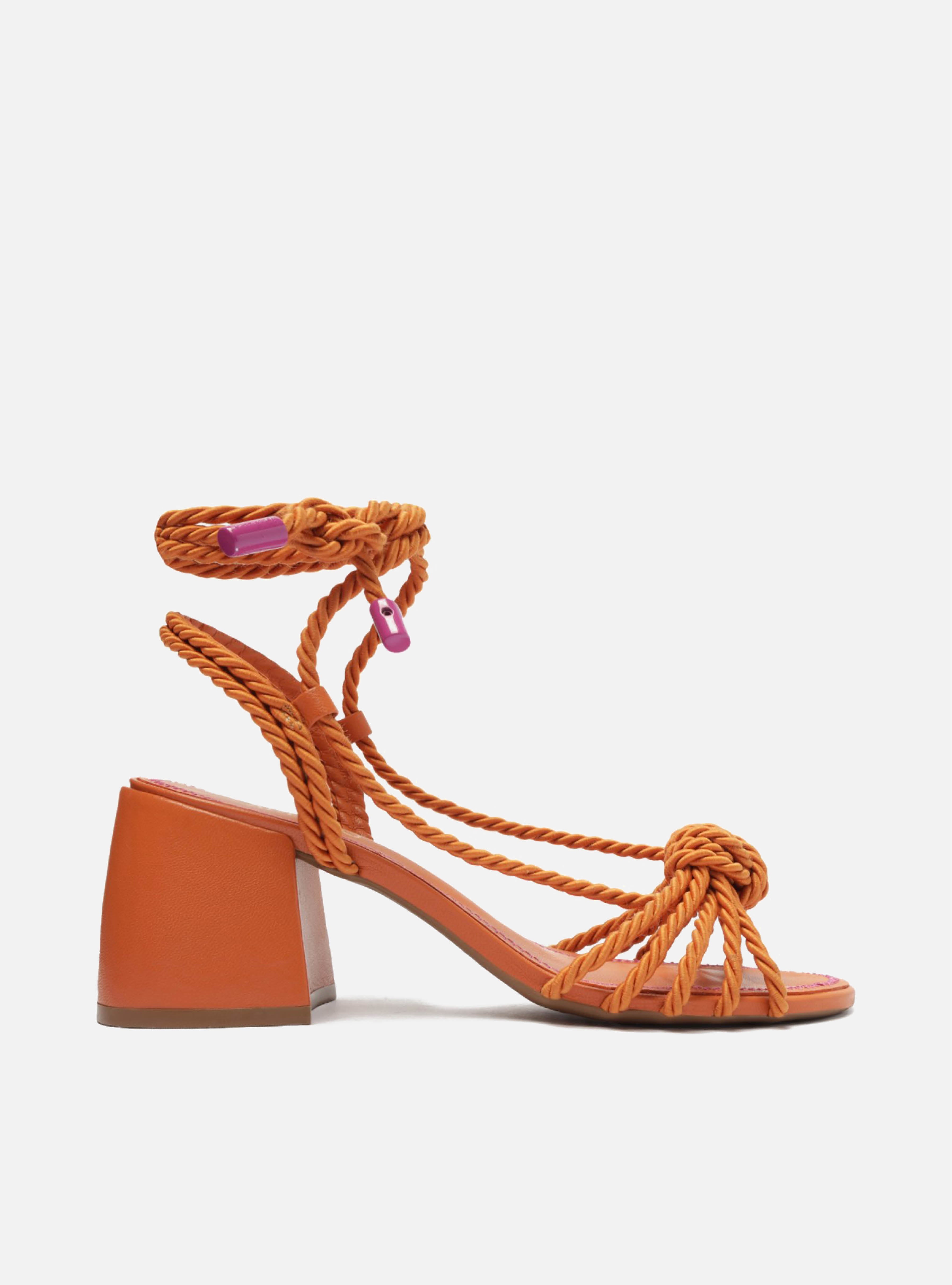 Ella Orange Mid Block Sandal Orange Sandals Block Heels Arezzo