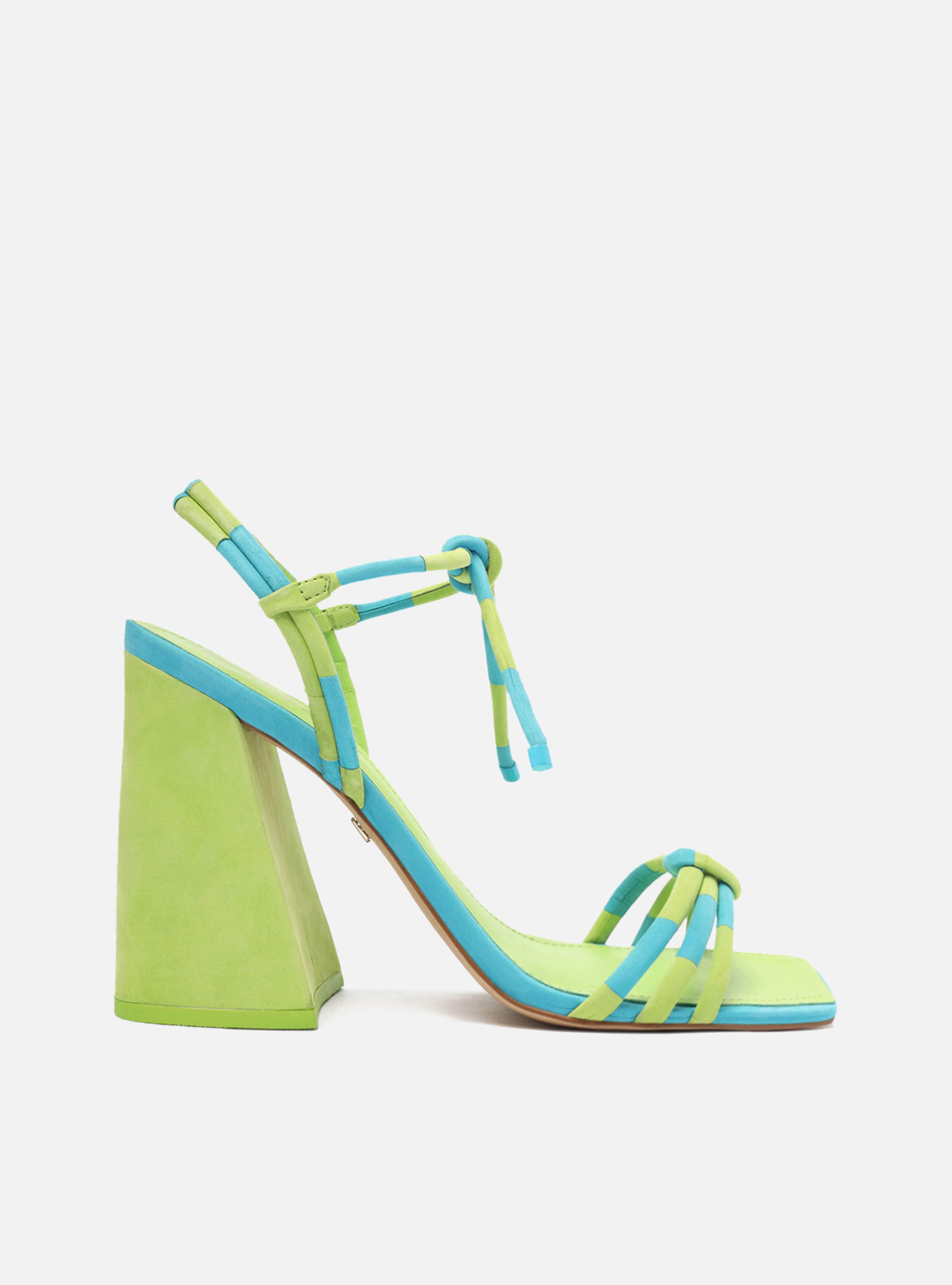 Camila Green High Geometric Leather Sandal – Arezzo