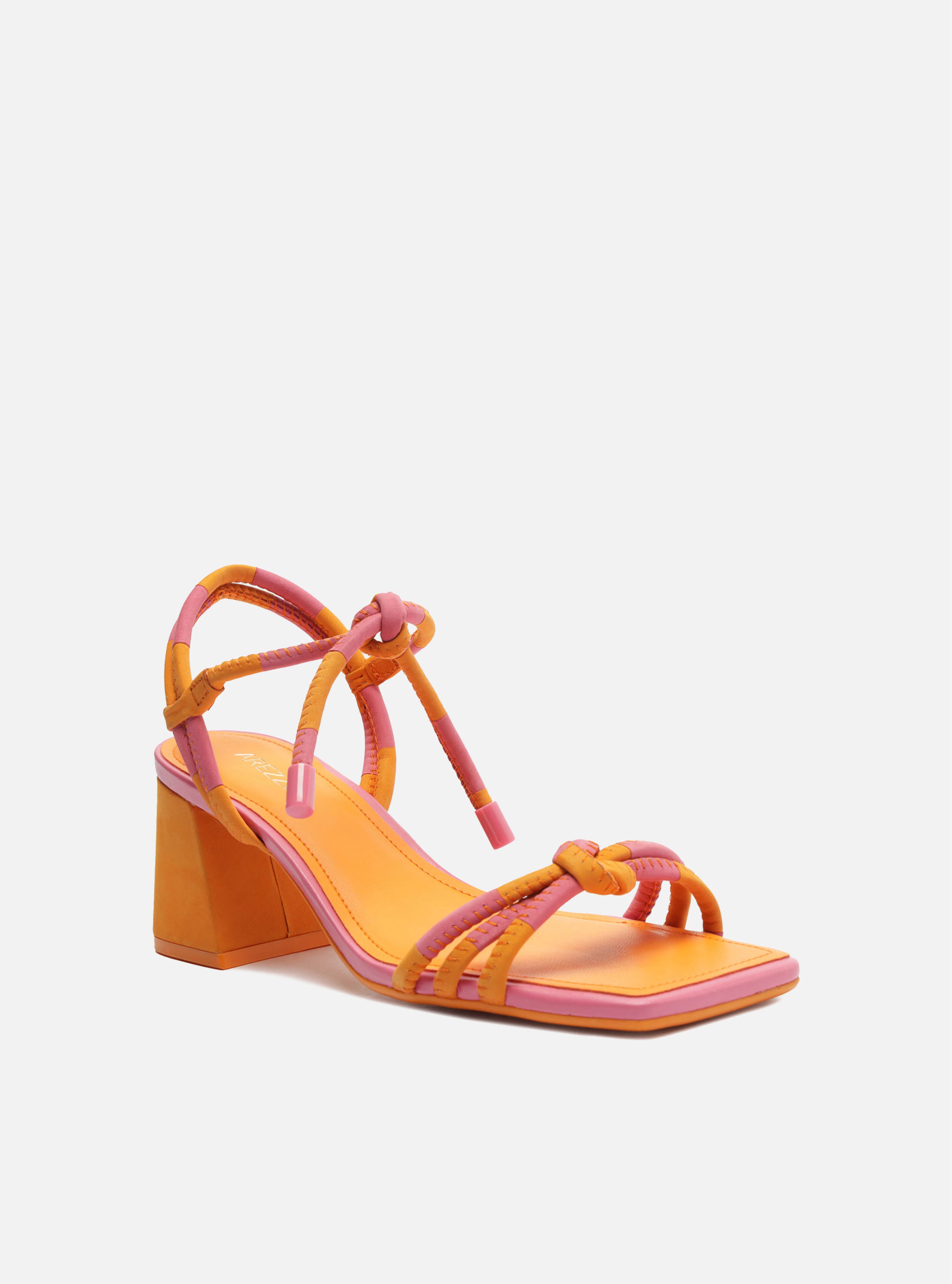 Camila Mid Block Sandal Orange Arezzo