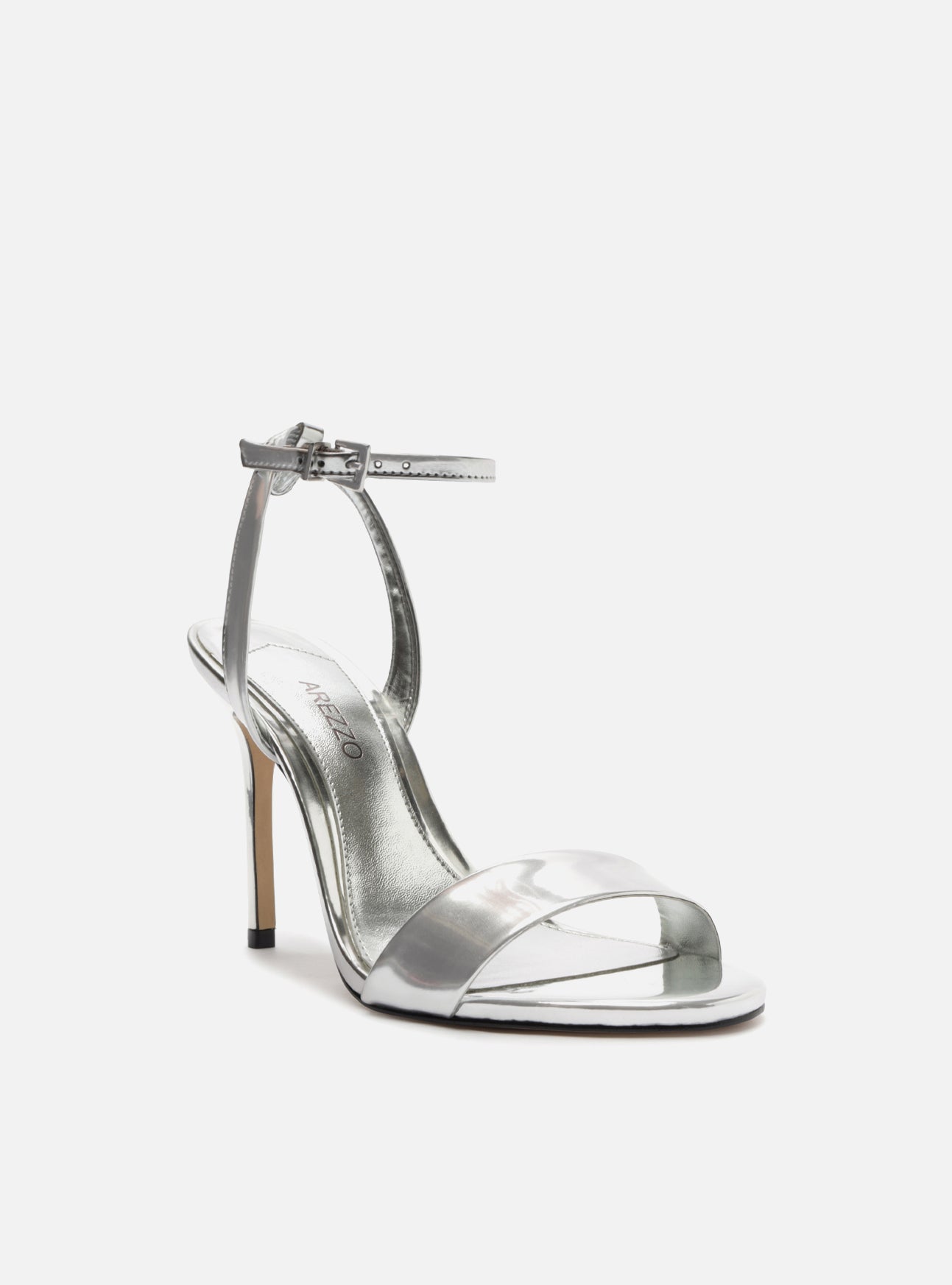 Leah Silver High Stiletto Synthetic Sandal – Arezzo