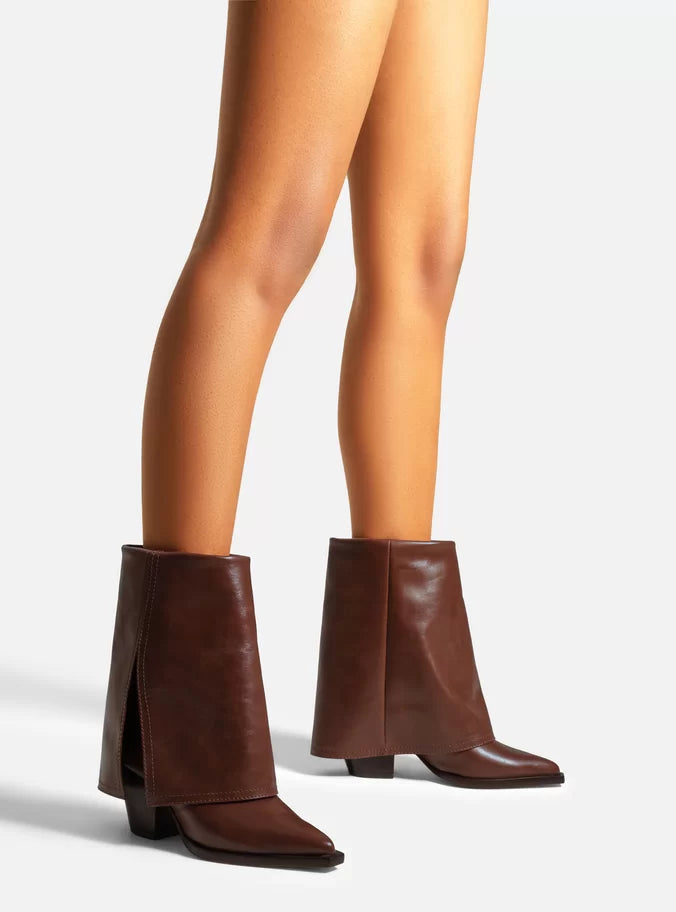 Brown pointed boots best sale