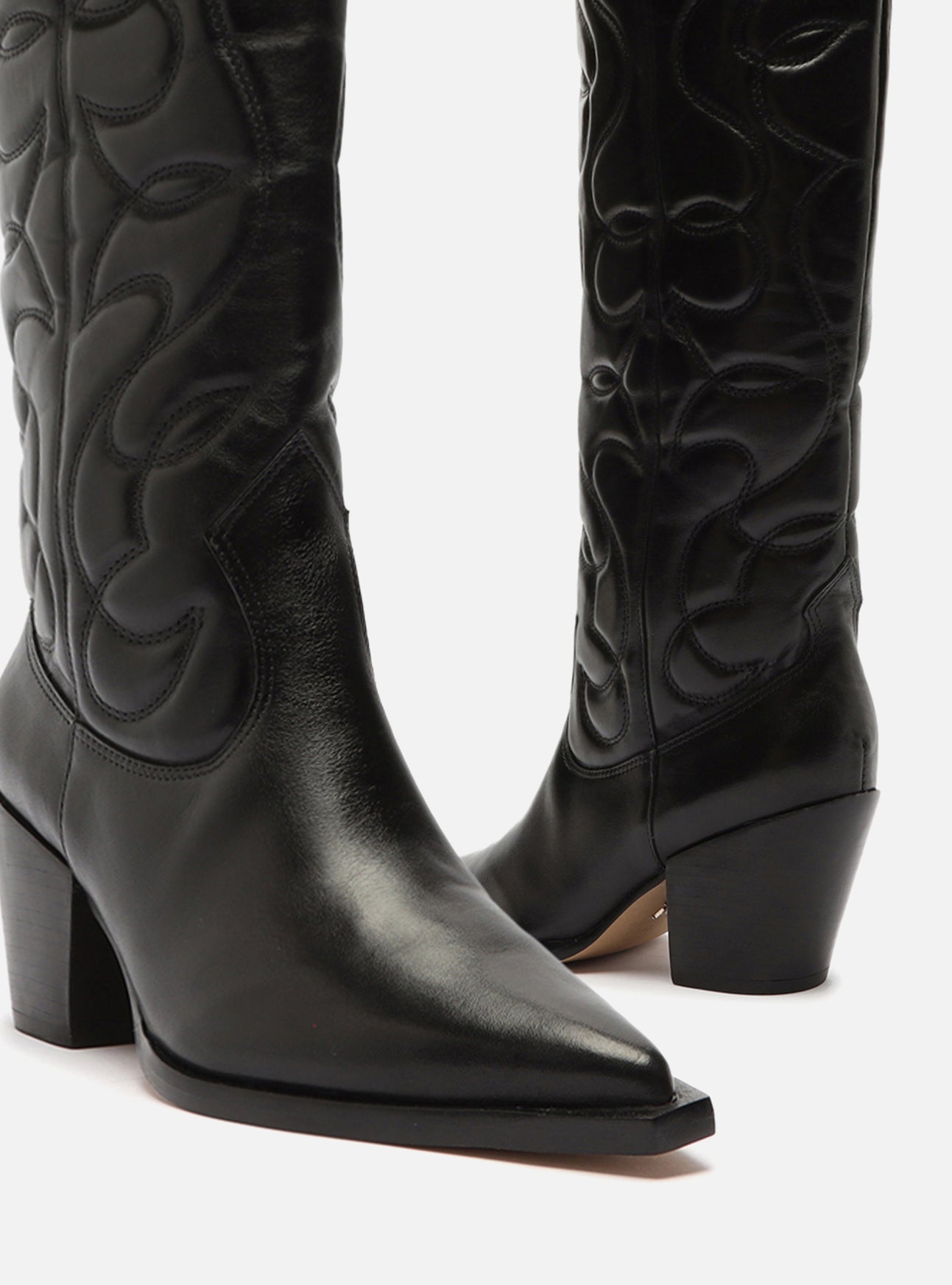 Abigail Black Mid Block Synthetic Boot Arezzo