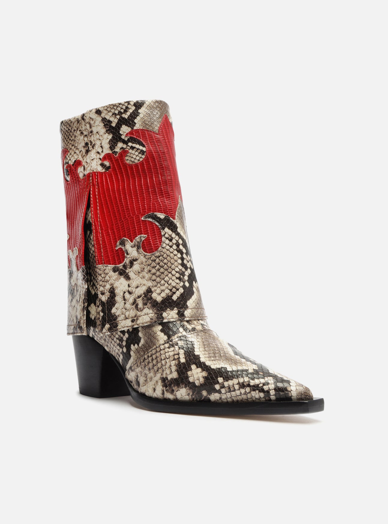 Arianna Animal Print Mid Block Synthetic Boot Arezzo