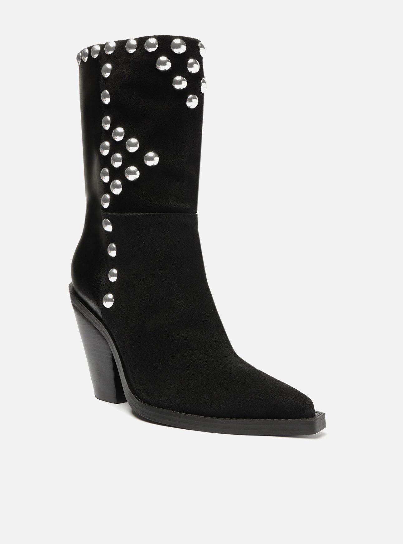 Everly Black High Block Genuine Leather Boot Arezzo