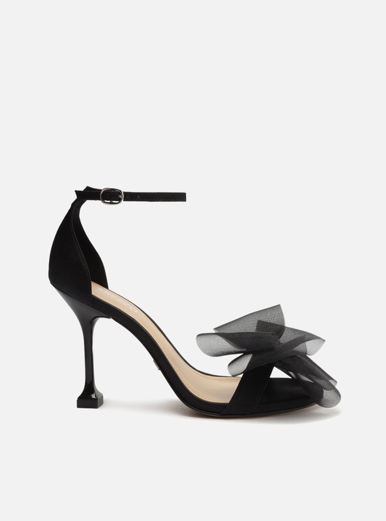 Addison Black High Stiletto Fabric Sandal Arezzo