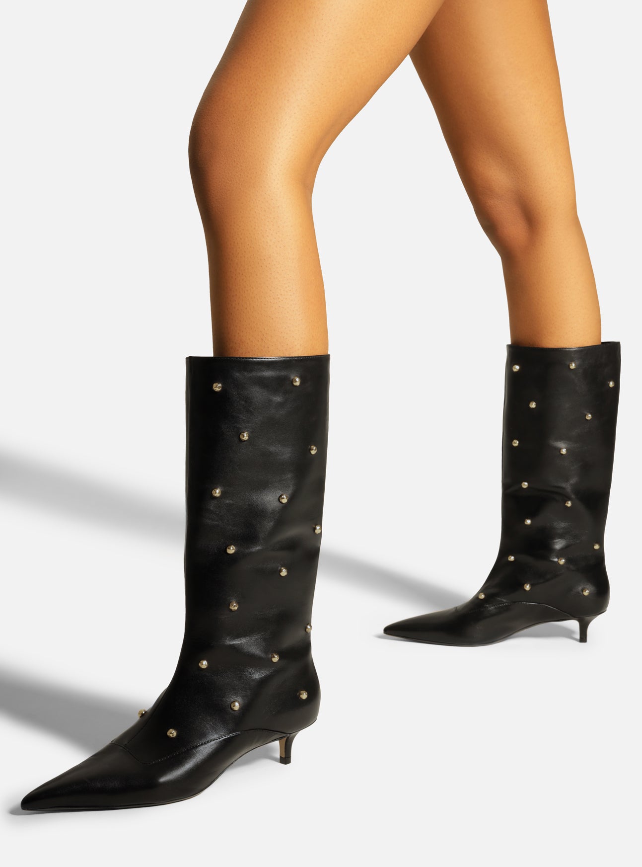 Black suede kitten heel knee high boots online