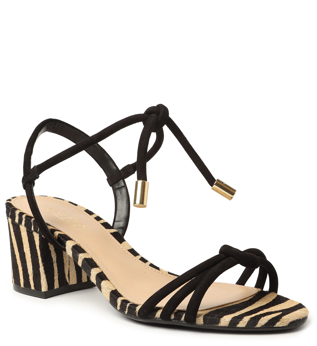 Camila Mid Block Sandal Tiger Print Haircalf Leather